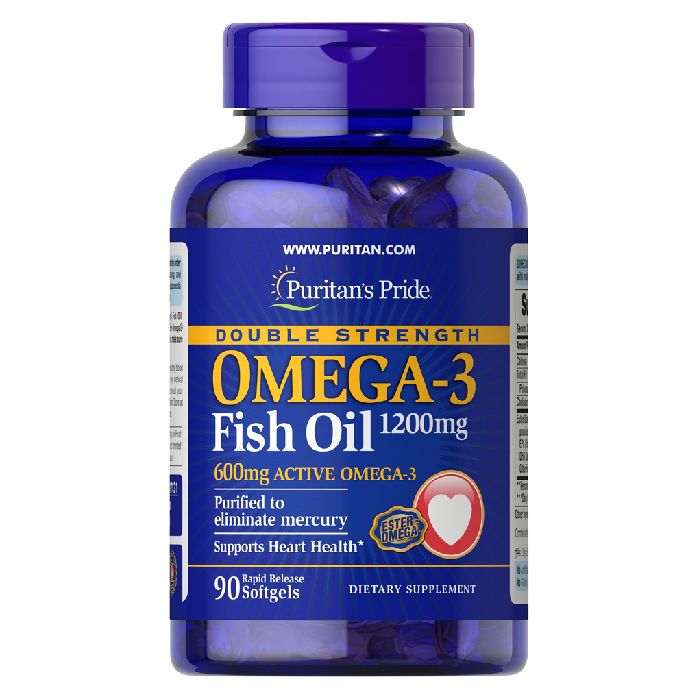Puritan’s Pride Double Strength Omega-3 Fish Oil 1200 mg/600 mg Omega-3 / 90 Softgels