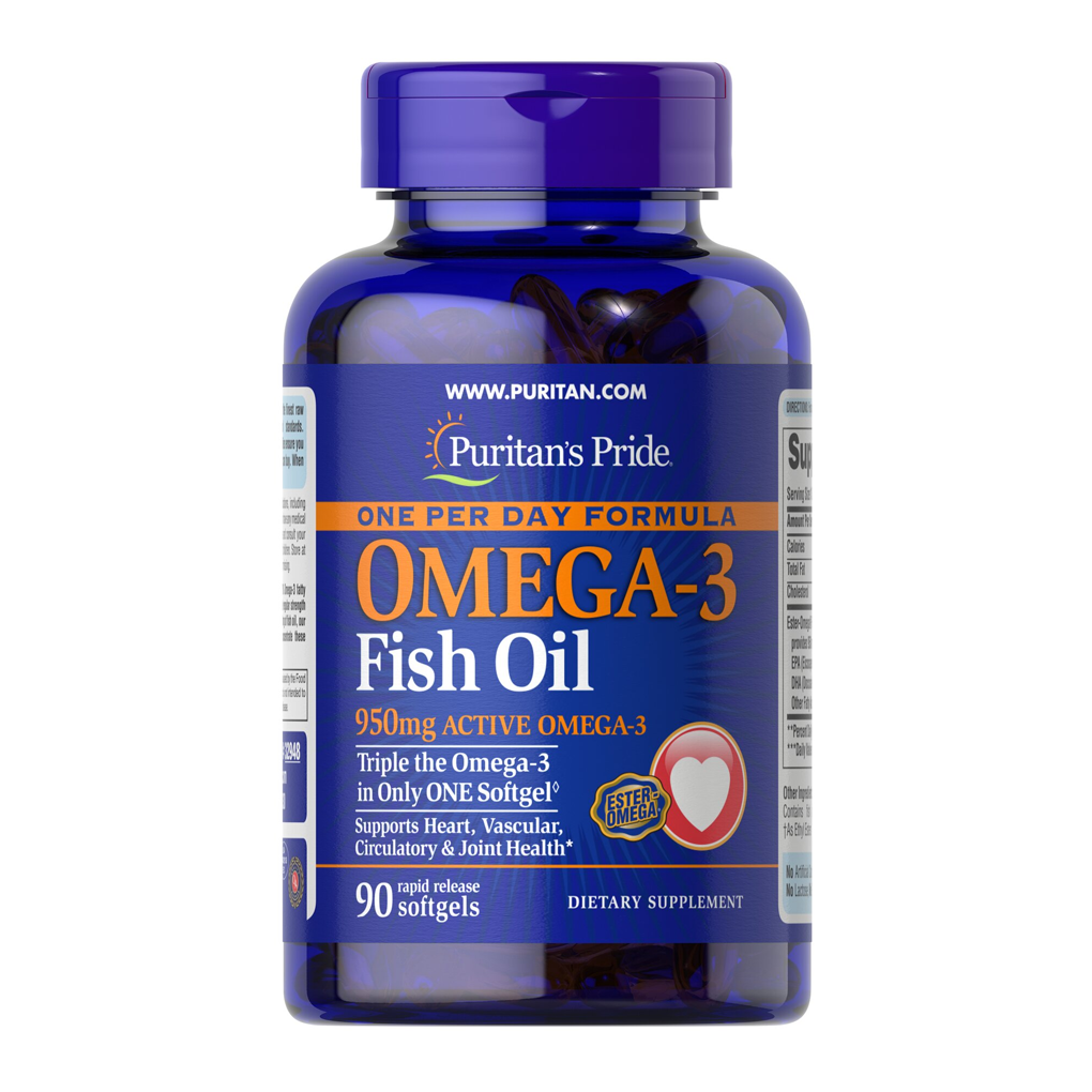 Puritan’s Pride One Per Day Omega-3 Fish Oil 1360 mg (950 mg Active Omega-3) / 90 Softgels